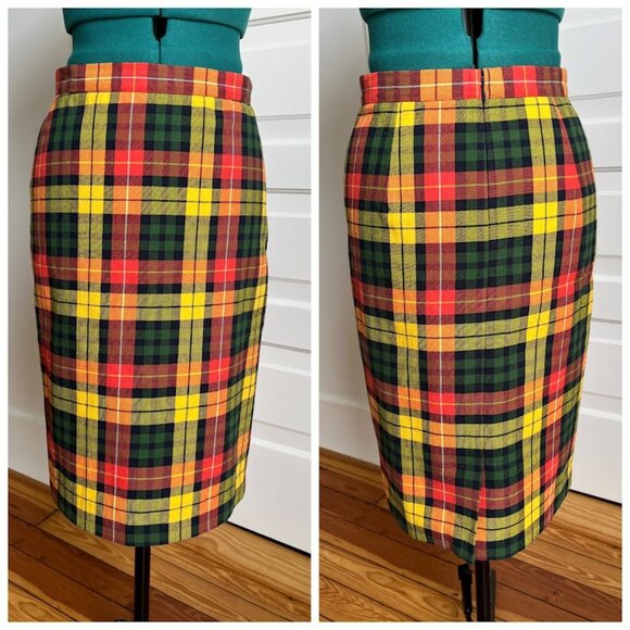 90s fall colors plaid skirt - Picture 1 of 5
